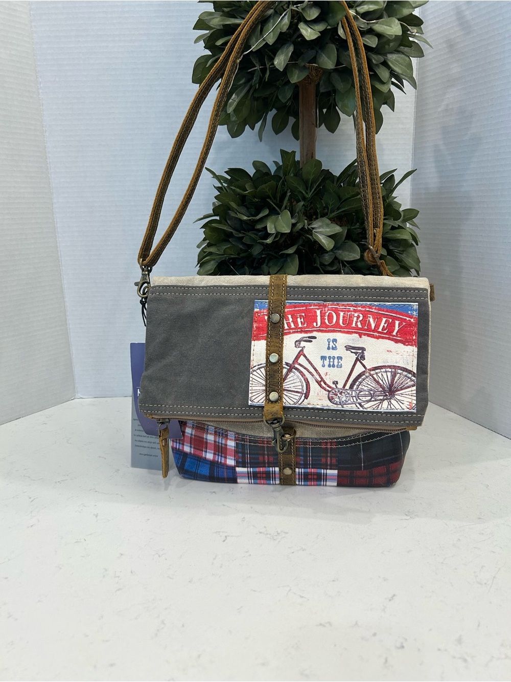 Myra Bag Multicolor Canvas Crossbody with Bicycle Print